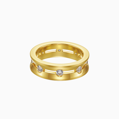 Dual Halo Ring Yellow Gold