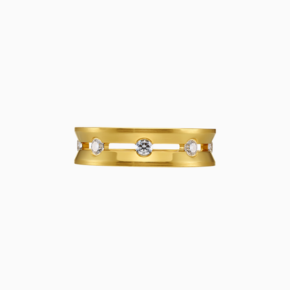 Dual Halo Ring Yellow Gold