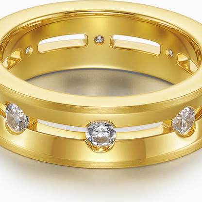 Dual Halo Ring Yellow Gold