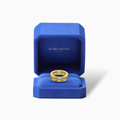 Dual Halo Ring Yellow Gold
