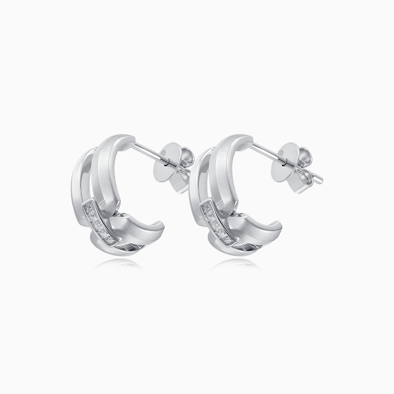 Intertwine Series-Frosted Gold Earrings