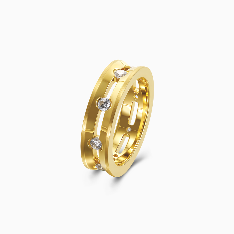 Dual Halo Ring Yellow Gold
