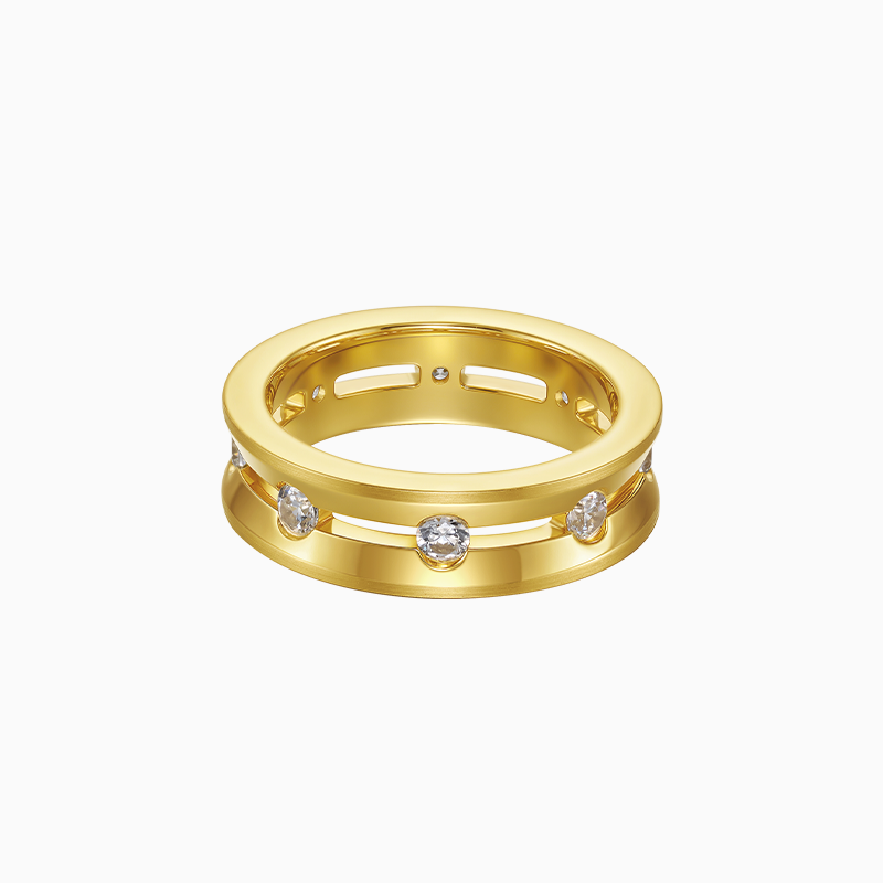 Dual Halo Ring Yellow Gold