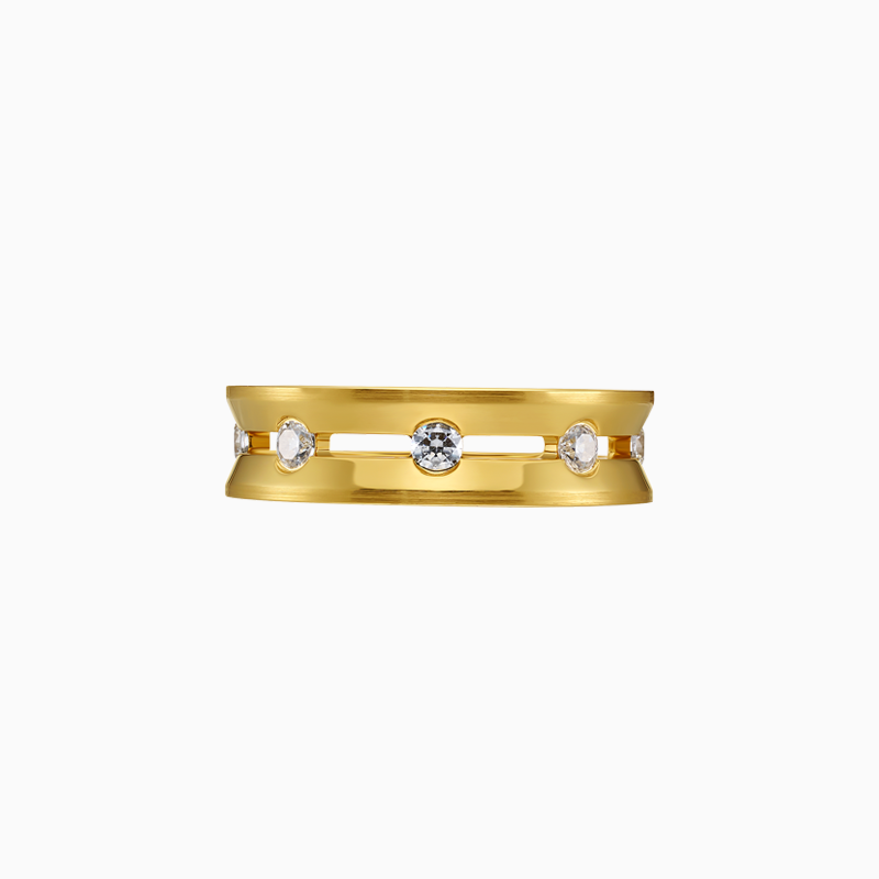Dual Halo Ring Yellow Gold