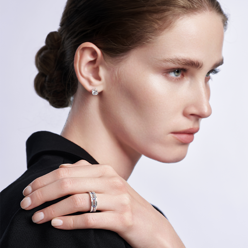 Dual Halo Ring White Gold